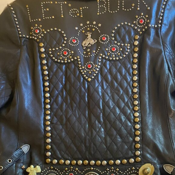 Double D Ranch Leather Jacket "Let er Buck" - Picture 11 of 12